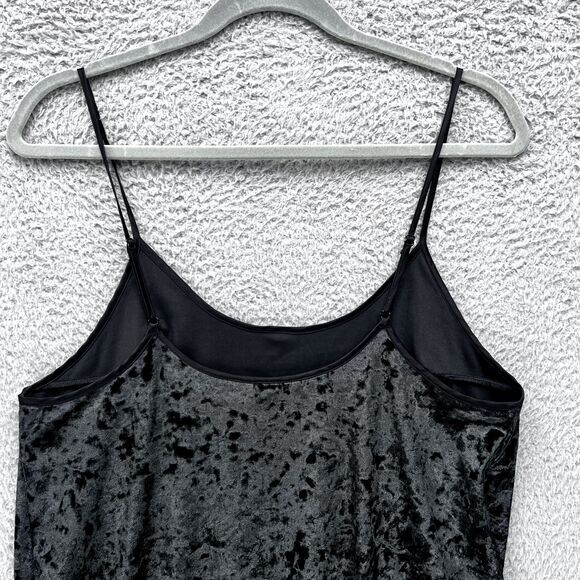 VICTORIA'S SECRET Black Crushed Velvet‎ Slip Dress Y2K M/L Goth Grunge 90s - Picture 6 of 13